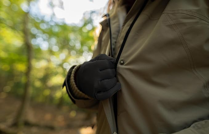 Pure Silk Glove Liners | Soft & Comfortable | Inner Thermal Touchscreen Gloves | Natural Wear | Unisex | Wash Bag Included (Jet Black, Small)