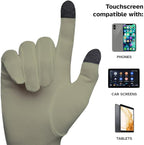 Pure Silk Glove Liners | Soft & Comfortable | Inner Thermal Touchscreen Gloves | Natural Wear | Unisex | Wash Bag Included (Khaki, Small)