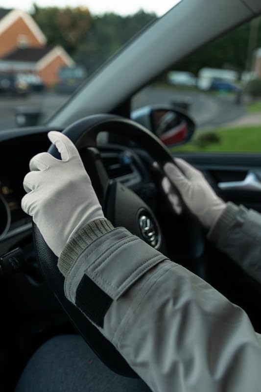Pure Silk Glove Liners | Soft & Comfortable | Inner Thermal Touchscreen Gloves | Natural Wear | Unisex | Wash Bag Included (Off-White, Small)