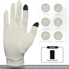 Pure Silk Glove Liners | Soft & Comfortable | Inner Thermal Touchscreen Gloves | Natural Wear | Unisex | Wash Bag Included (Cream, Small)
