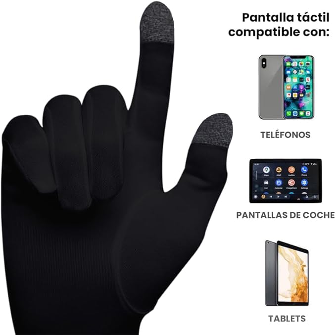 Pure Silk Glove Liners | Soft & Comfortable | Inner Thermal Touchscreen Gloves | Natural Wear | Unisex | Wash Bag Included (Jet Black, Small)