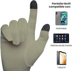 Pure Silk Glove Liners | Soft & Comfortable | Inner Thermal Touchscreen Gloves | Natural Wear | Unisex | Wash Bag Included (Khaki, Large)