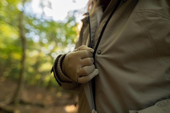 Pure Silk Glove Liners | Soft & Comfortable | Inner Thermal Touchscreen Gloves | Natural Wear | Unisex | Wash Bag Included (Khaki, Medium)
