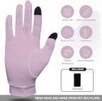 Pure Silk Glove Liners | Soft & Comfortable | Inner Thermal Touchscreen Gloves | Natural Wear | Unisex | Wash Bag Included (Salmon, Small)