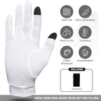 Pure Silk Glove Liners | Soft & Comfortable | Inner Thermal Touchscreen Gloves | Natural Wear | Unisex | Wash Bag Included (Off-White, Medium)