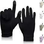 Pure Silk Glove Liners | Soft & Comfortable | Inner Thermal Touchscreen Gloves | Natural Wear | Unisex | Wash Bag Included (Jet Black, Small)